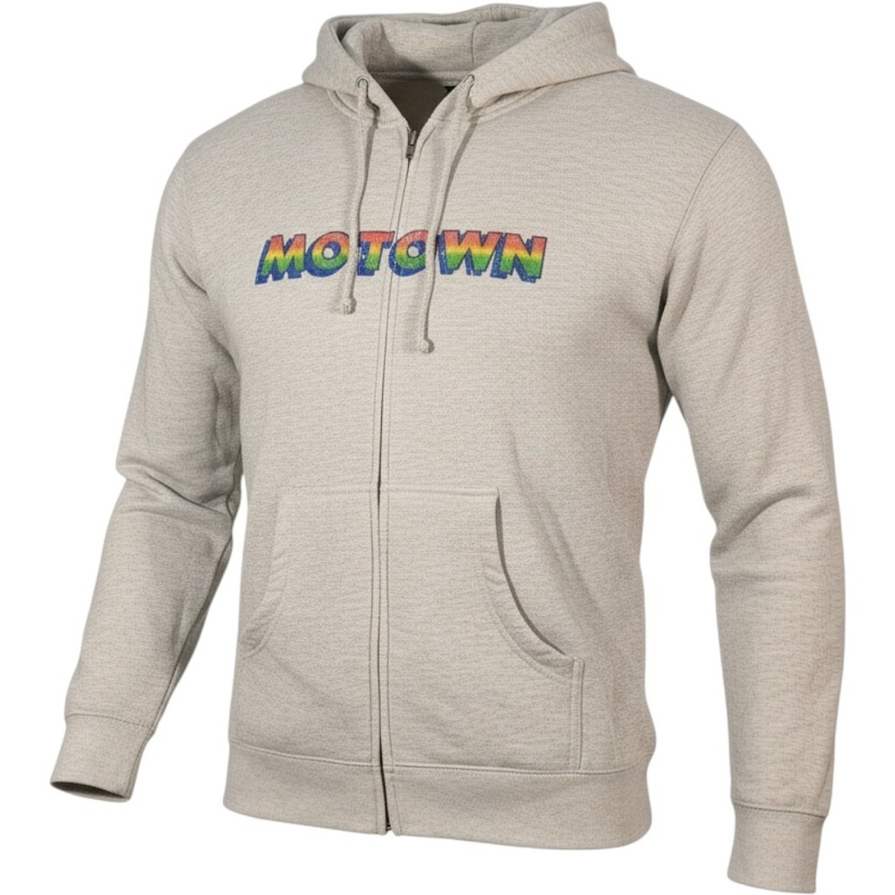 NWT Motown Records Vinyl Music Logo Full Zip Fleece Hoodie Mens Large Grey